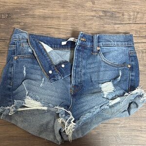 Celebrity Pink Blue Distressed Jean Shorts